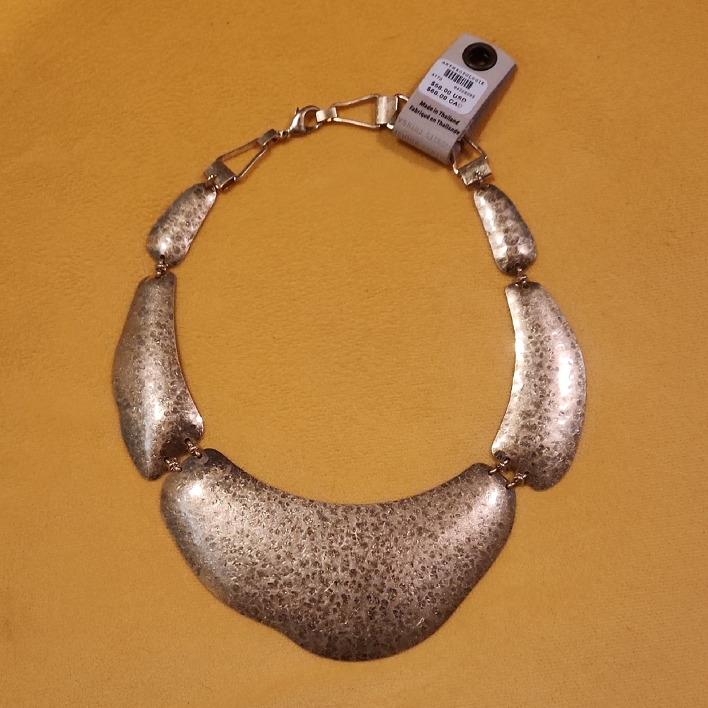 Anthropologie Gold Crescent Necklace Statement Jewelry